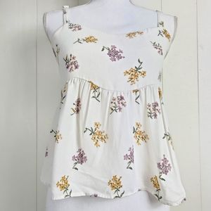 Hollister White Floral Tank Top